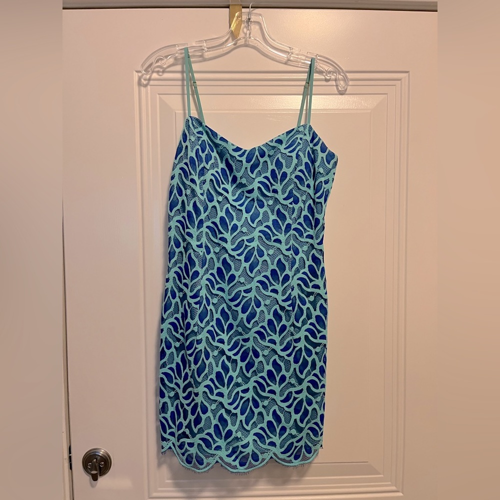 Lilly Pulitzer Short Avalon Blue Spaghetti Strap Dress